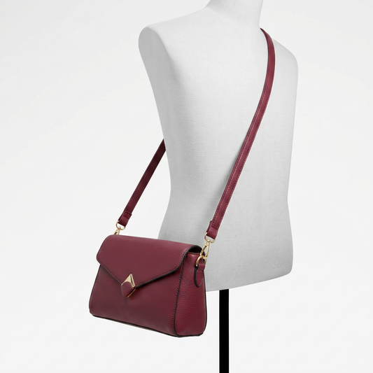 Envelope Flap Crossbody Bag in Burgundy — crossbody fit