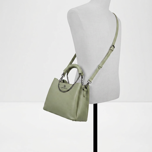 Lucebella Chain-Handle Tote Bag in Sage Green — crossbody fit
