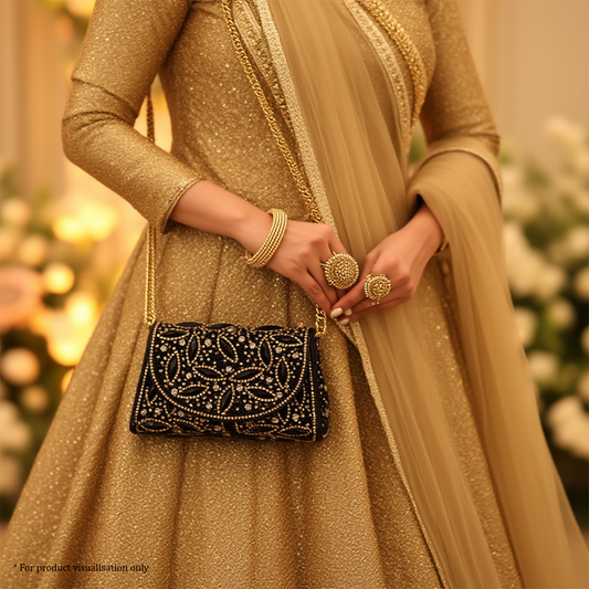 Zhaleh Midnight Bridal Clutch