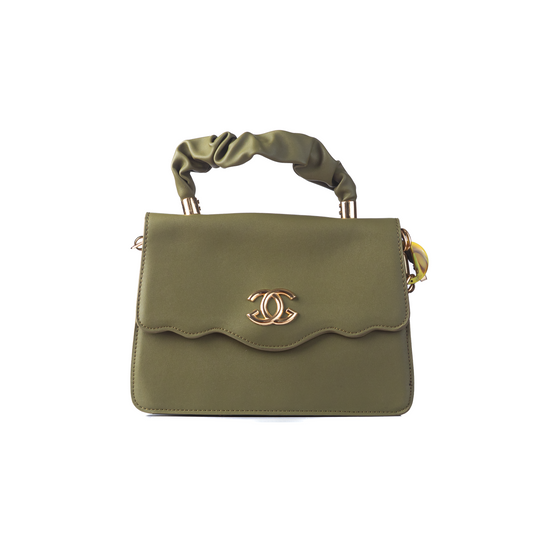 Mahira Ruched Top-Handle Bag