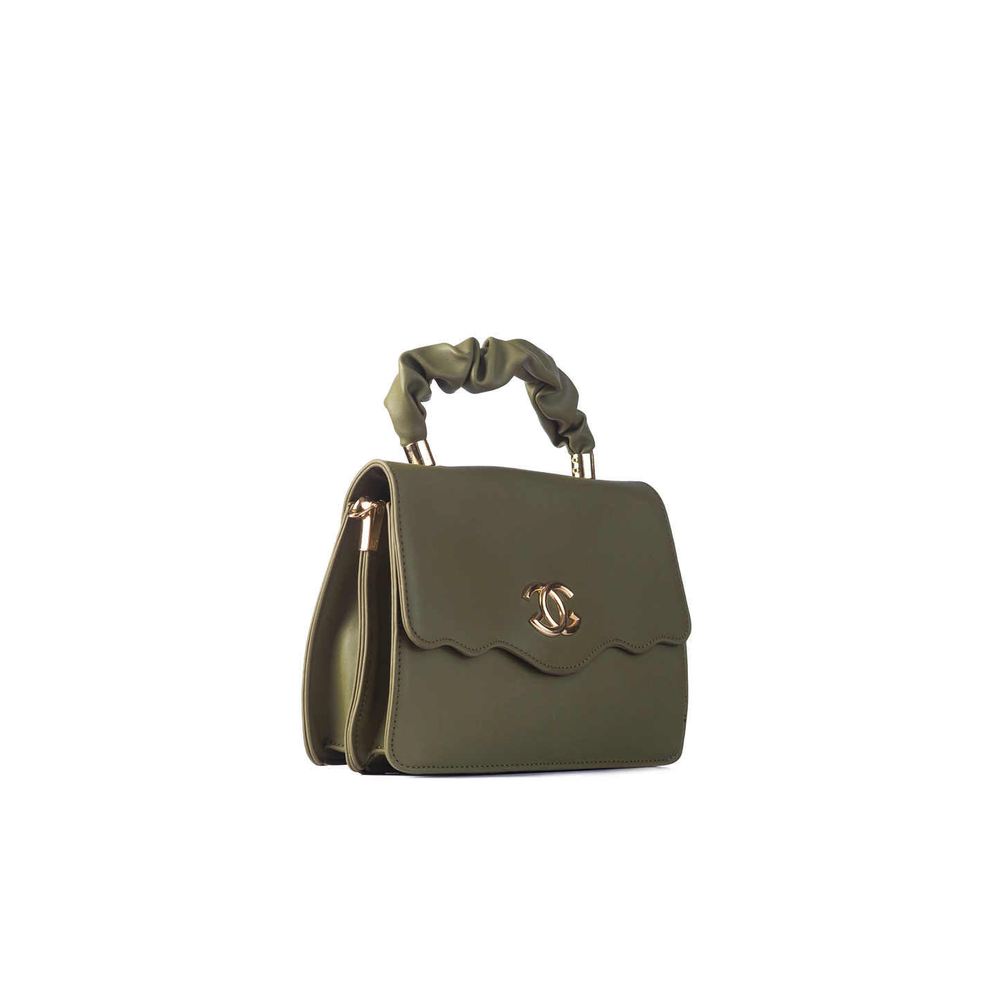 Mahira Ruched Top-Handle Bag