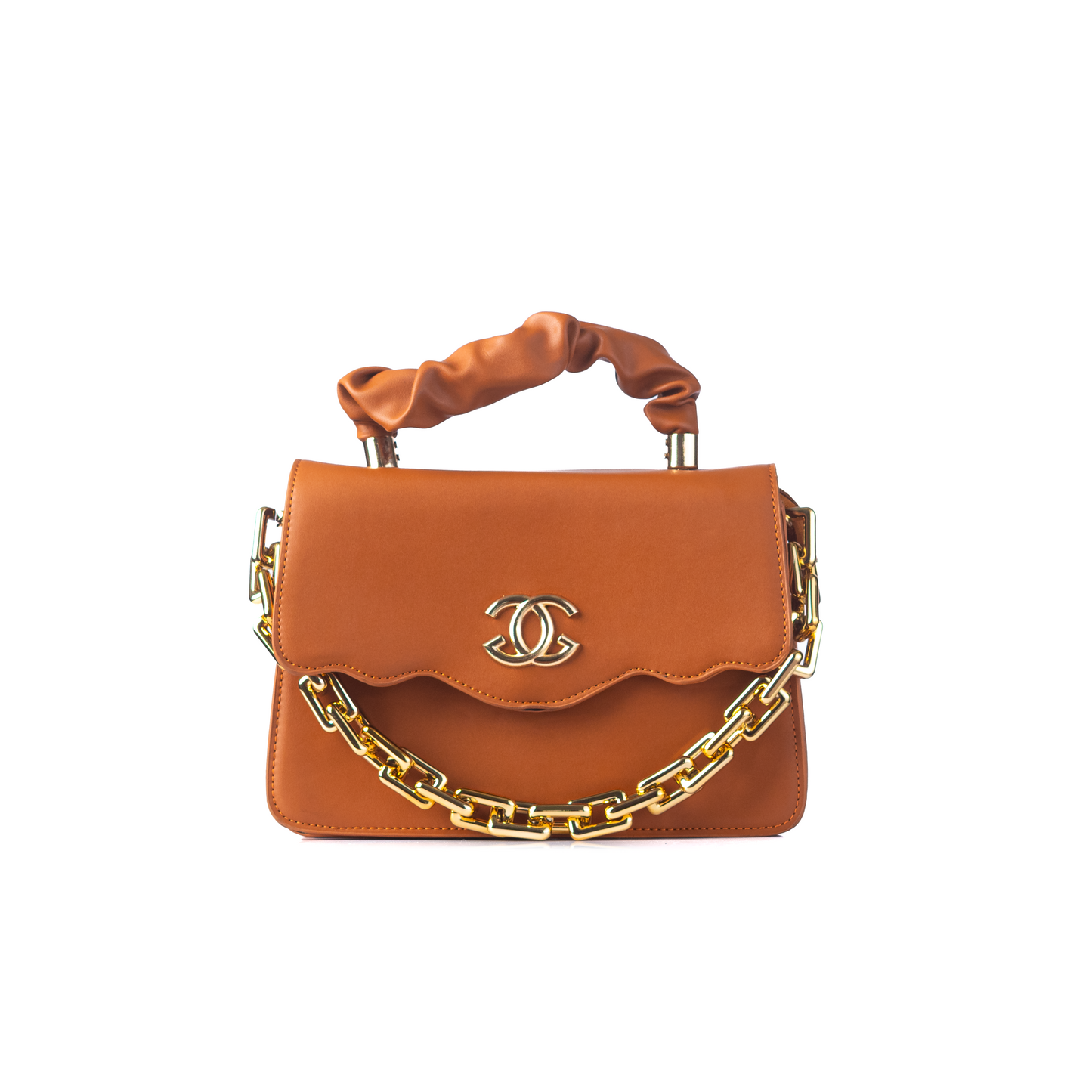 Mahira Ruched Top-Handle Bag