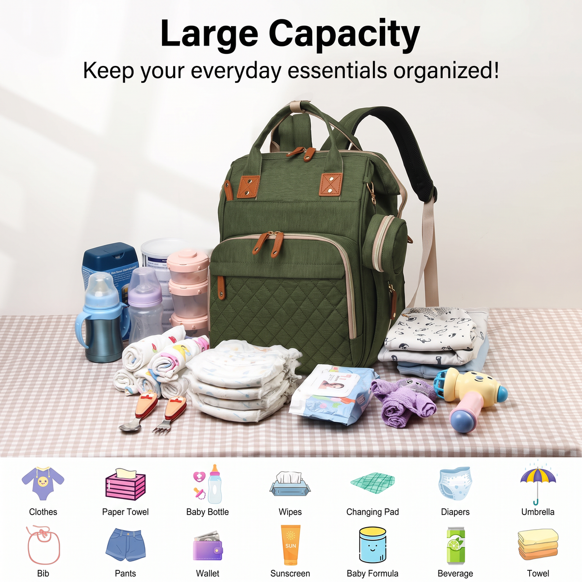 Cradle Convertible Baby Diaper Backpack with Fold-Out Bed