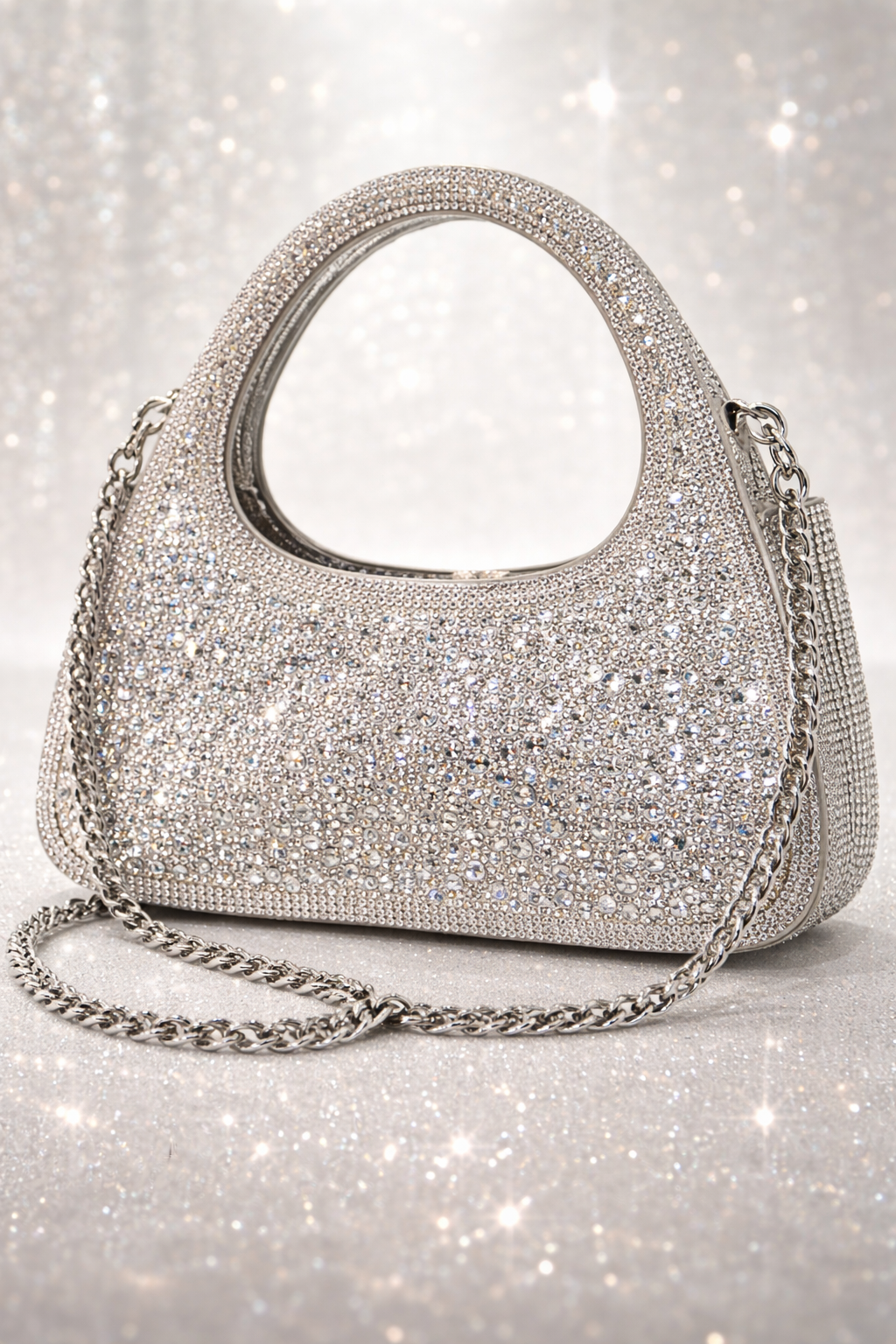 Silver Crystal Embellished Bridal Clutch product view