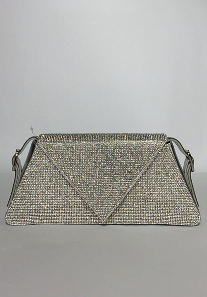 Reema Heavily Encrusted Bridal Crystal Handbag – Luxury Wedding Clutch with Chain in Gold & Silver