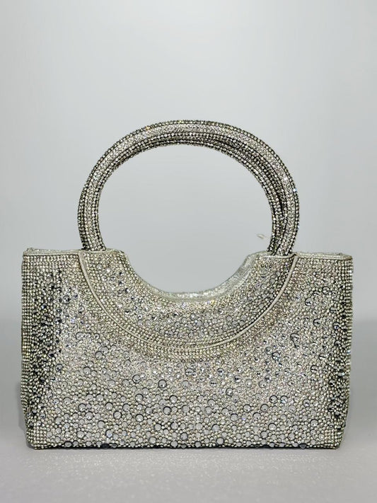 Mira Beaded Box Clutch – Luxury Metallic Handheld Wedding Bag in Gold, Silver & Rose Gold