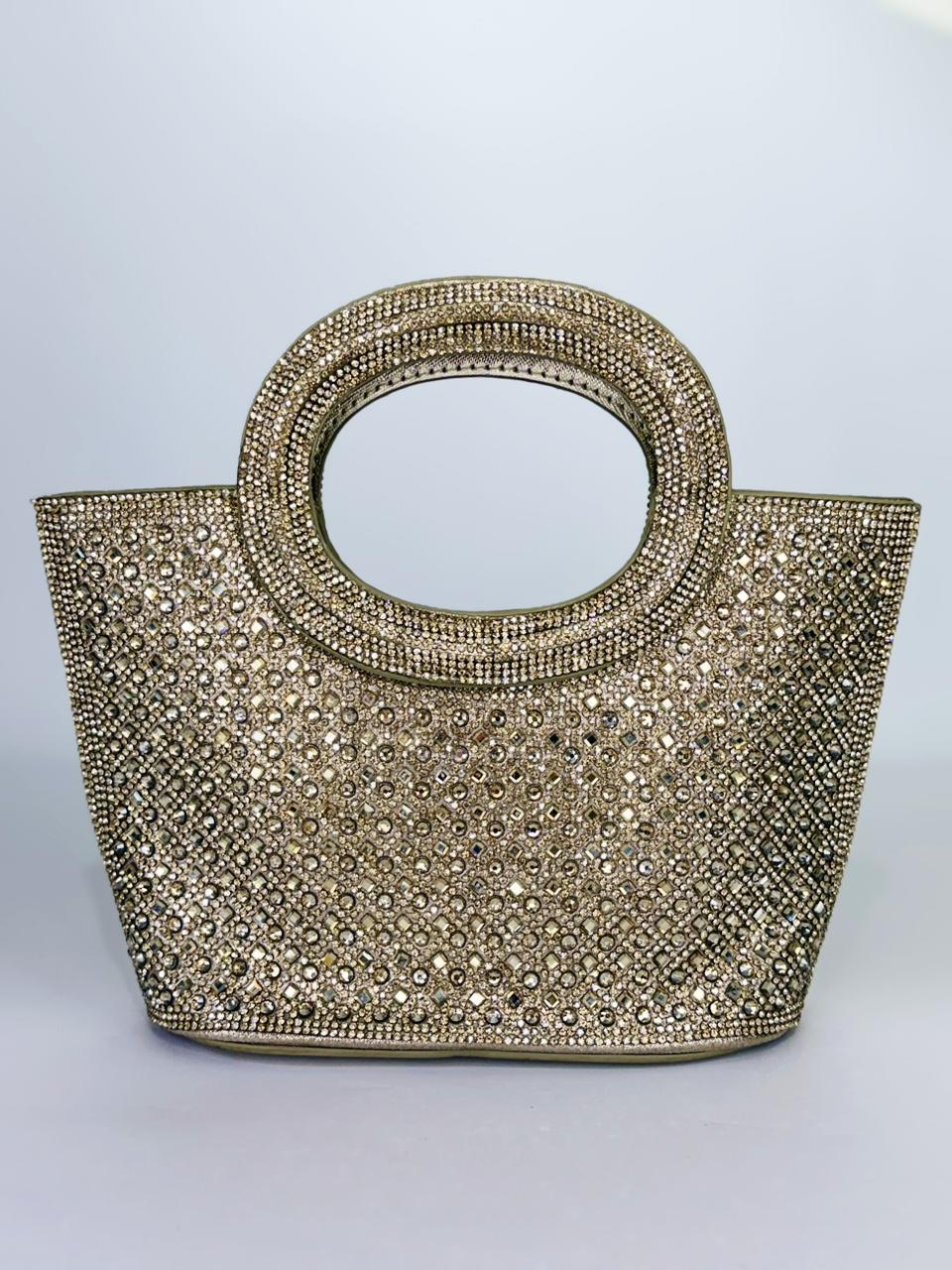 Zarnoor Regal Crystal Box Clutch – Luxury Hand-Set Wedding Handbag in Gold, Silver & Rose Gold