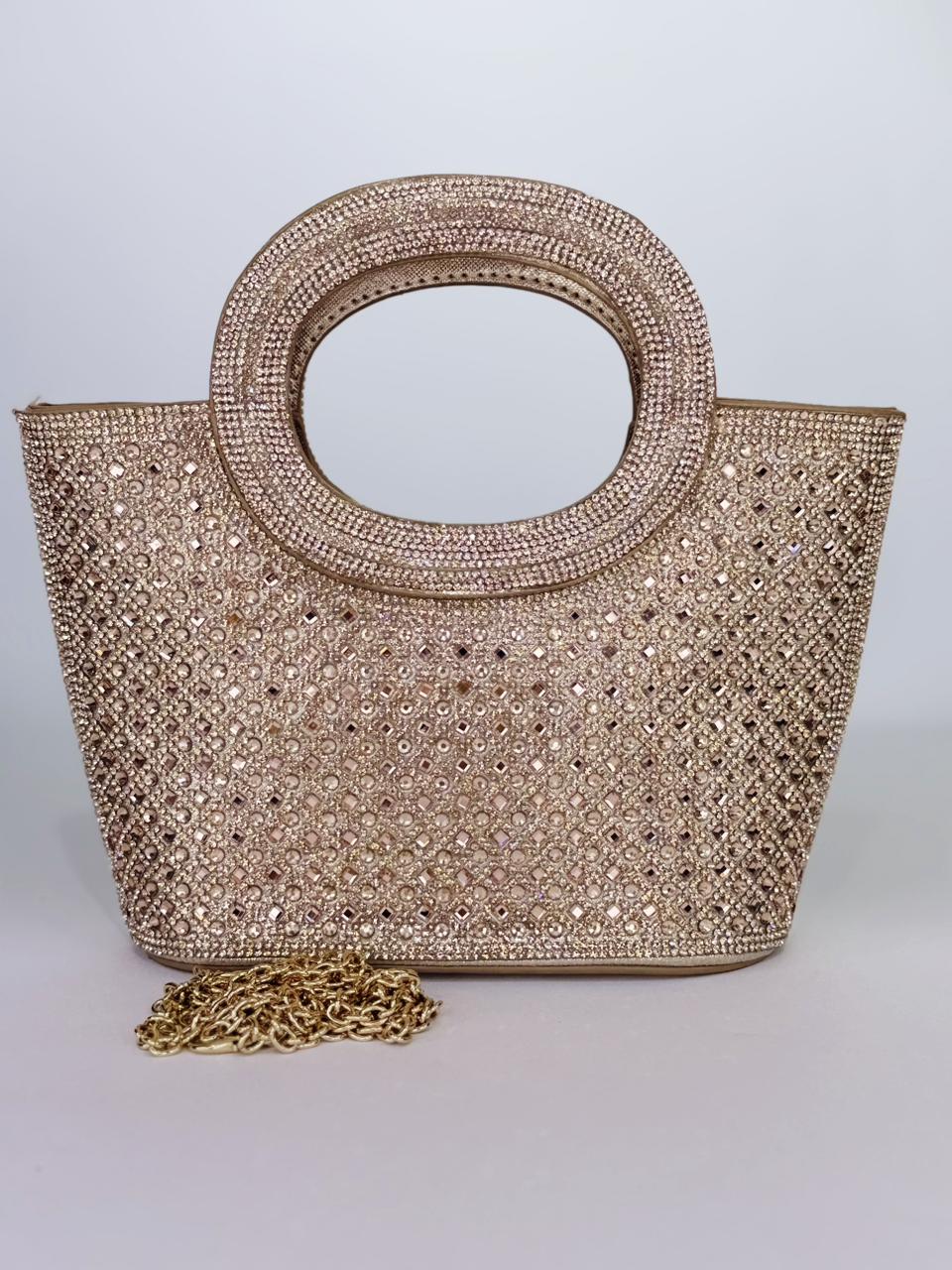 Zarnoor Regal Crystal Box Clutch – Luxury Hand-Set Wedding Handbag in Gold, Silver & Rose Gold