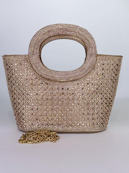 Zarnoor Regal Crystal Box Clutch – Luxury Hand-Set Wedding Handbag in Gold, Silver & Rose Gold