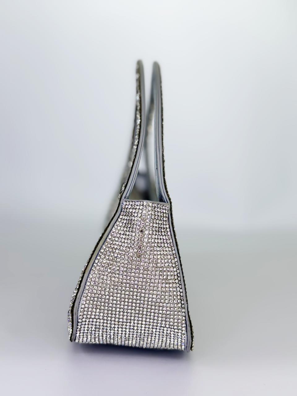 Zaresh Heritage Bridal Crystal Handbag – Luxury Encrusted Wedding Clutch in Gold & Silver