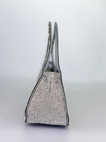 Zaresh Heritage Bridal Crystal Handbag – Luxury Encrusted Wedding Clutch in Gold & Silver
