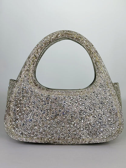 Zaresh Heritage Bridal Crystal Handbag – Luxury Encrusted Wedding Clutch in Gold & Silver