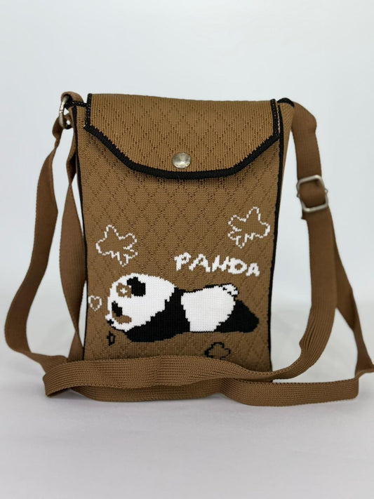 Panda Nap Knit Crossbody Pouch – Casual Every-Day Phone Bag with Adjustable Strap (Available in 6 Colors)