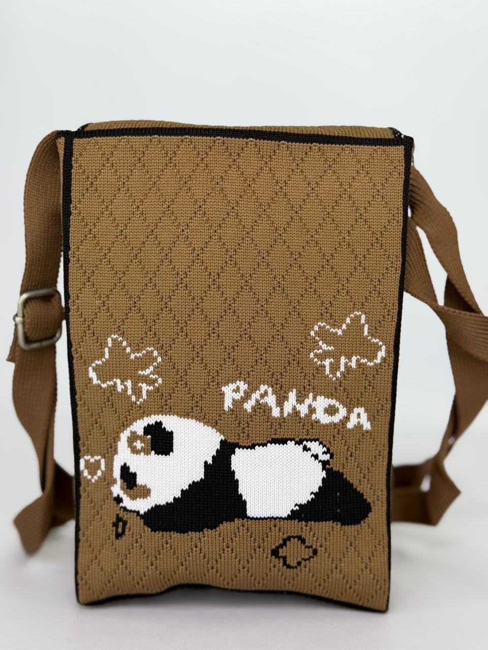 Panda Nap Knit Crossbody Pouch – Casual Every-Day Phone Bag with Adjustable Strap (Available in 6 Colors)