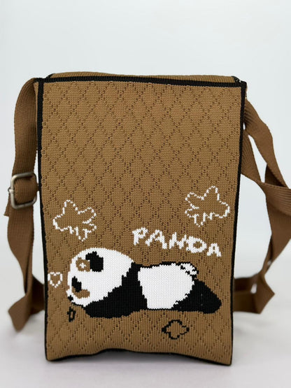 Panda Nap Knit Crossbody Pouch – Casual Every-Day Phone Bag with Adjustable Strap (Available in 6 Colors)