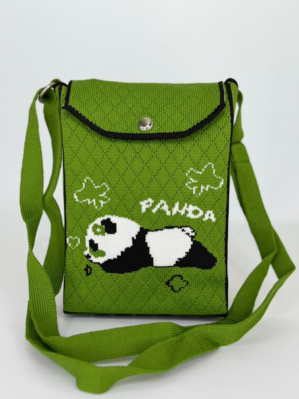 Panda Nap Knit Crossbody Pouch – Casual Every-Day Phone Bag with Adjustable Strap (Available in 6 Colors)