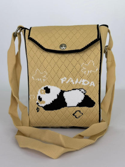 Panda Nap Knit Crossbody Pouch – Casual Every-Day Phone Bag with Adjustable Strap (Available in 6 Colors)