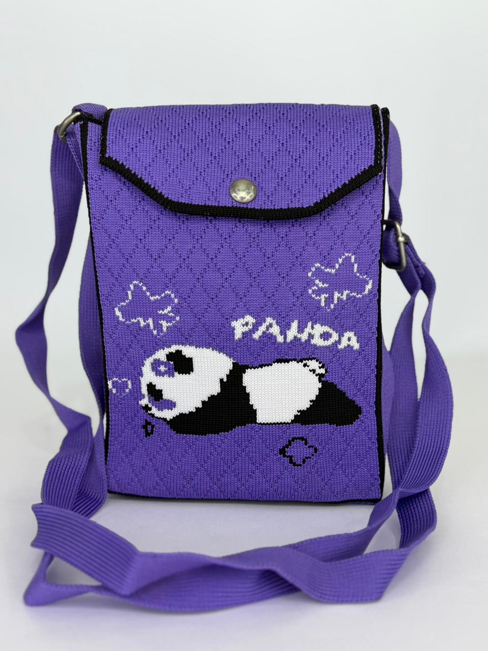 Panda Nap Knit Crossbody Pouch – Casual Every-Day Phone Bag with Adjustable Strap (Available in 6 Colors)