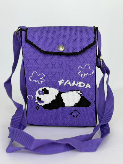 Panda Nap Knit Crossbody Pouch – Casual Every-Day Phone Bag with Adjustable Strap (Available in 6 Colors)