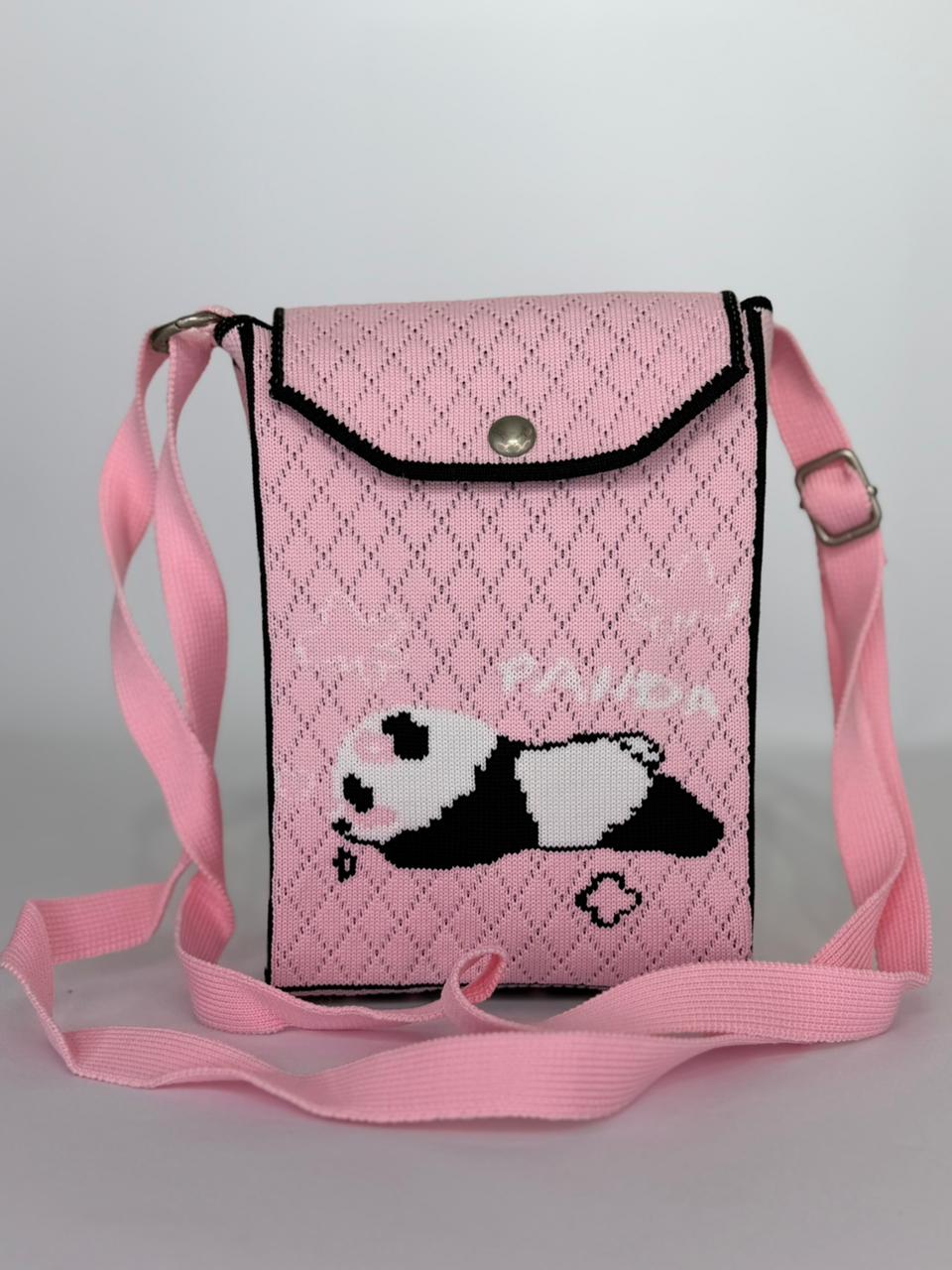 Panda Nap Knit Crossbody Pouch – Casual Every-Day Phone Bag with Adjustable Strap (Available in 6 Colors)