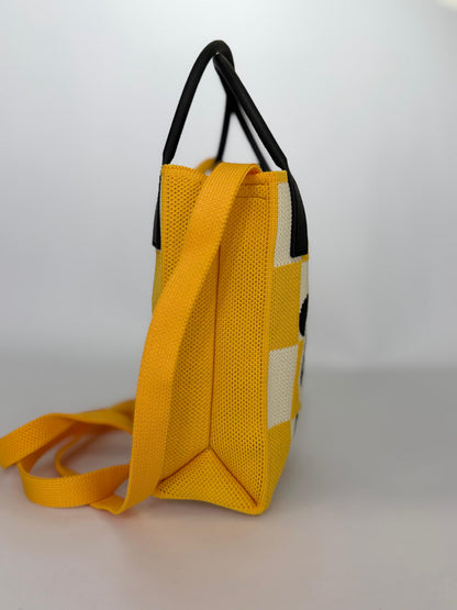 Panda Pop Checkered Knit Pouch – Casual Crossbody Mini Tote with Top Handles (Available in 4 Colors)