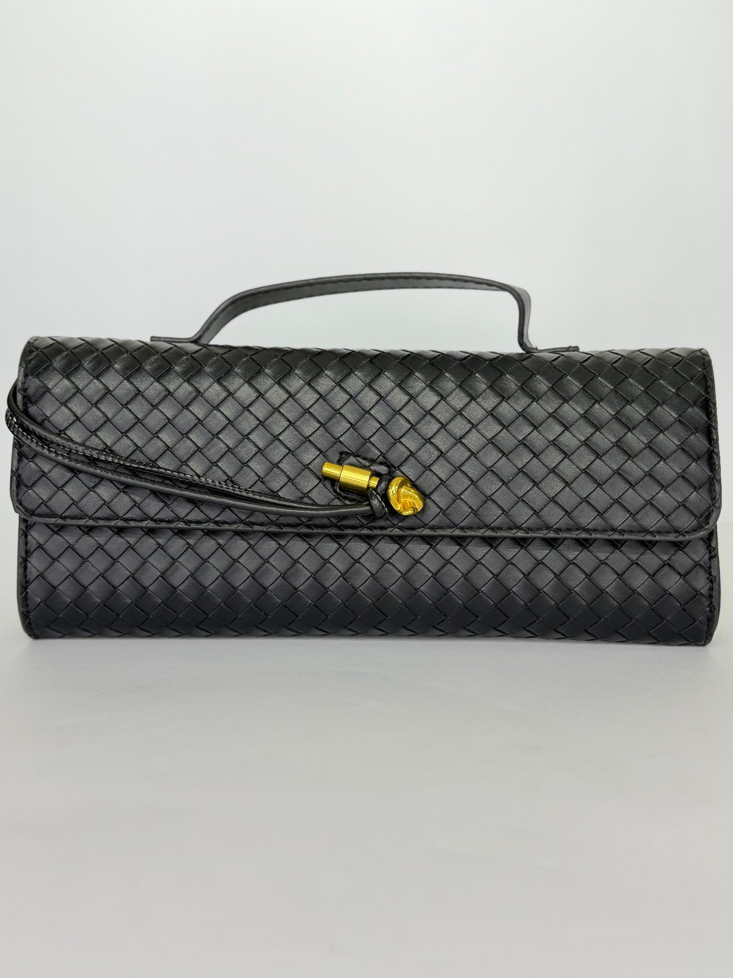 Noor Weave – Premium Woven Formal Clutch with Gold Knot Clasp (Available in 5 Colors)
