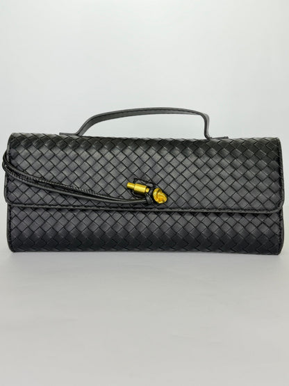 Noor Weave – Premium Woven Formal Clutch with Gold Knot Clasp (Available in 5 Colors)