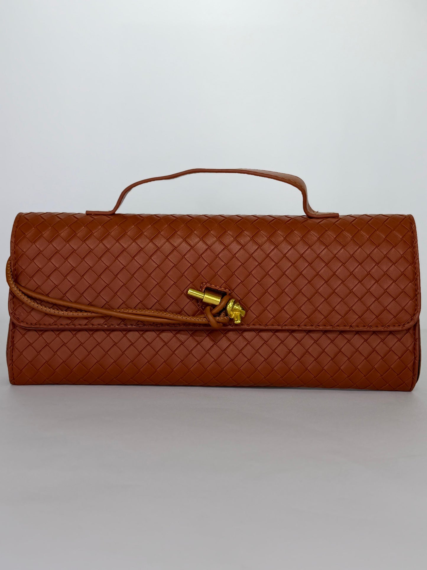 Noor Weave – Premium Woven Formal Clutch with Gold Knot Clasp (Available in 5 Colors)