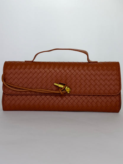 Noor Weave – Premium Woven Formal Clutch with Gold Knot Clasp (Available in 5 Colors)