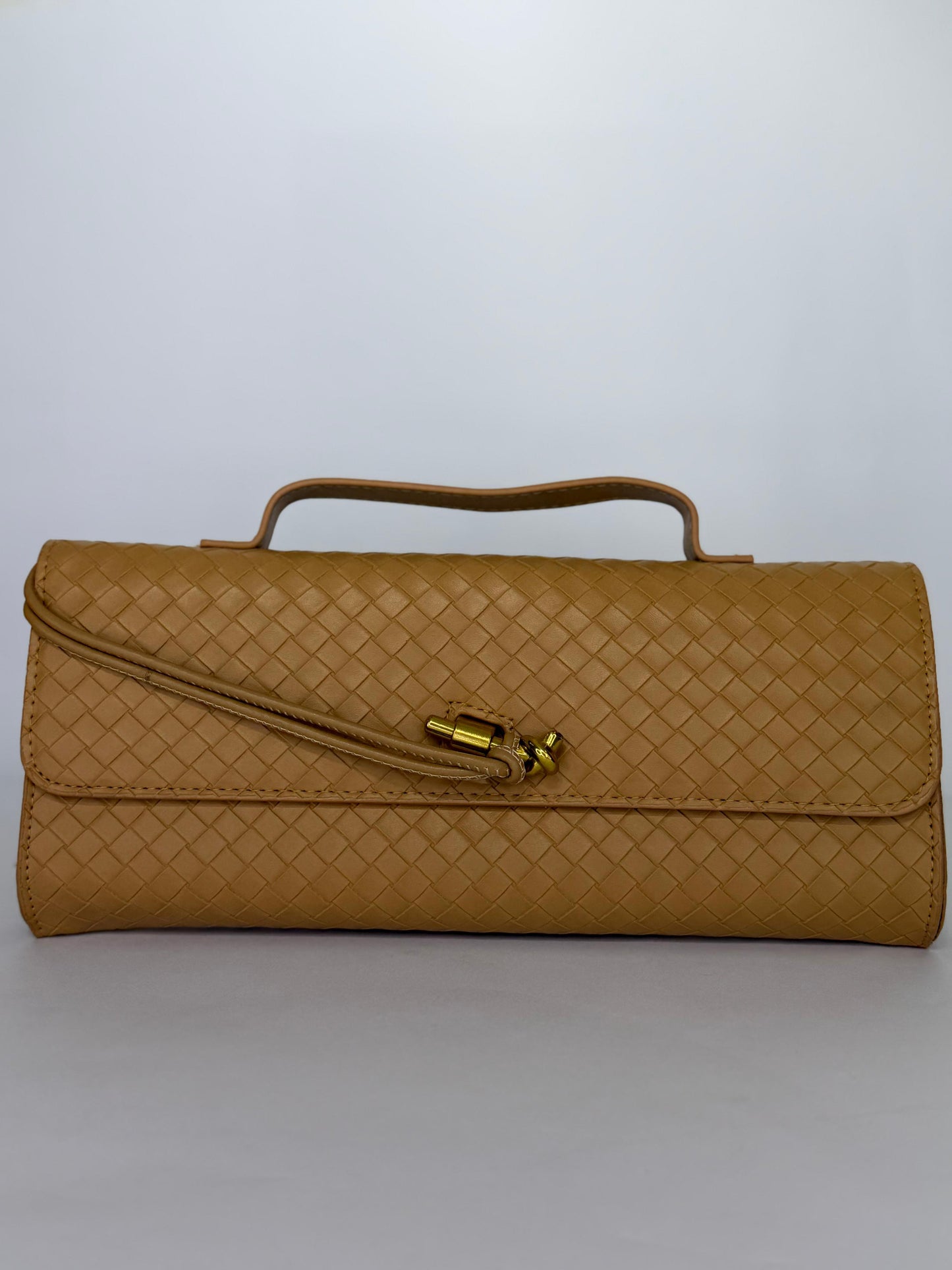 Noor Weave – Premium Woven Formal Clutch with Gold Knot Clasp (Available in 5 Colors)