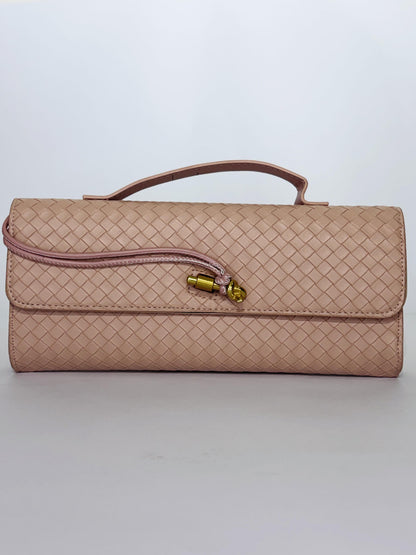 Noor Weave – Premium Woven Formal Clutch with Gold Knot Clasp (Available in 5 Colors)