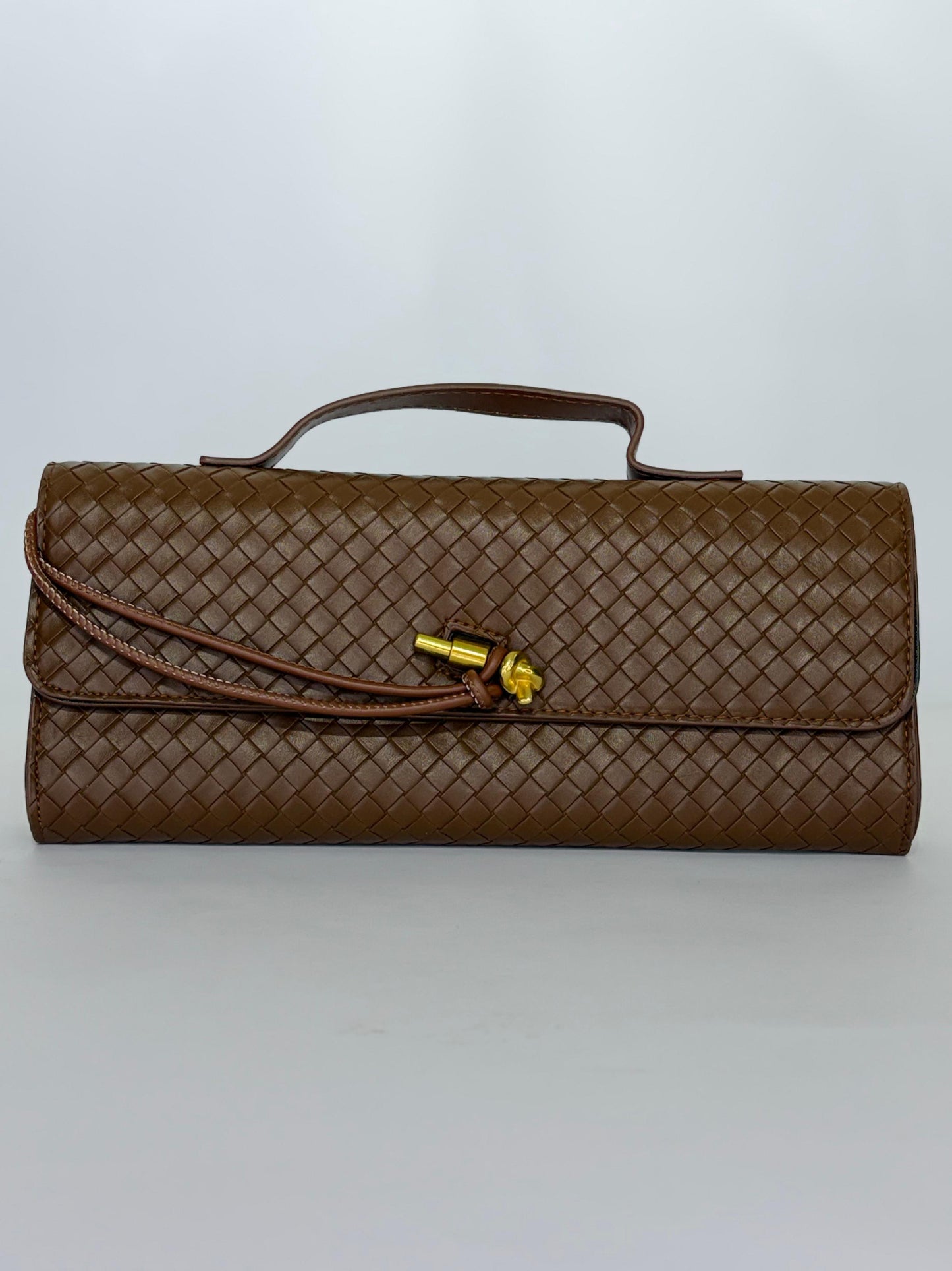 Noor Weave – Premium Woven Formal Clutch with Gold Knot Clasp (Available in 5 Colors)