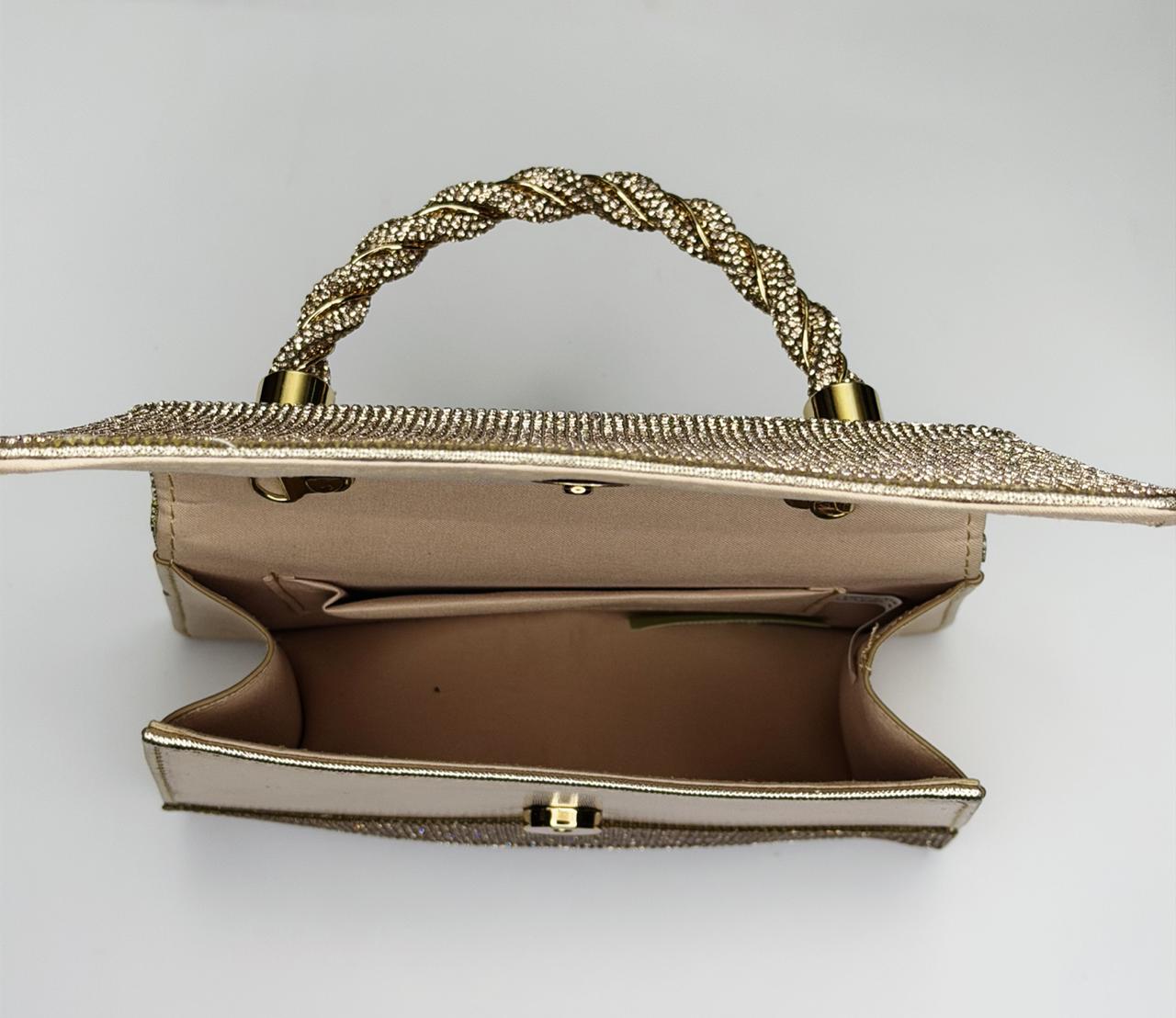 Zarnigar Heritage Crystal Box Clutch – Premium Hand-Set Bridal Handbag in Gold, Silver & Rose Gold