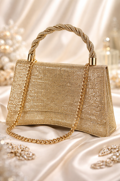 Zarnigar Heritage Crystal Box Clutch – Premium Hand-Set Bridal Handbag in Gold, Silver & Rose Gold