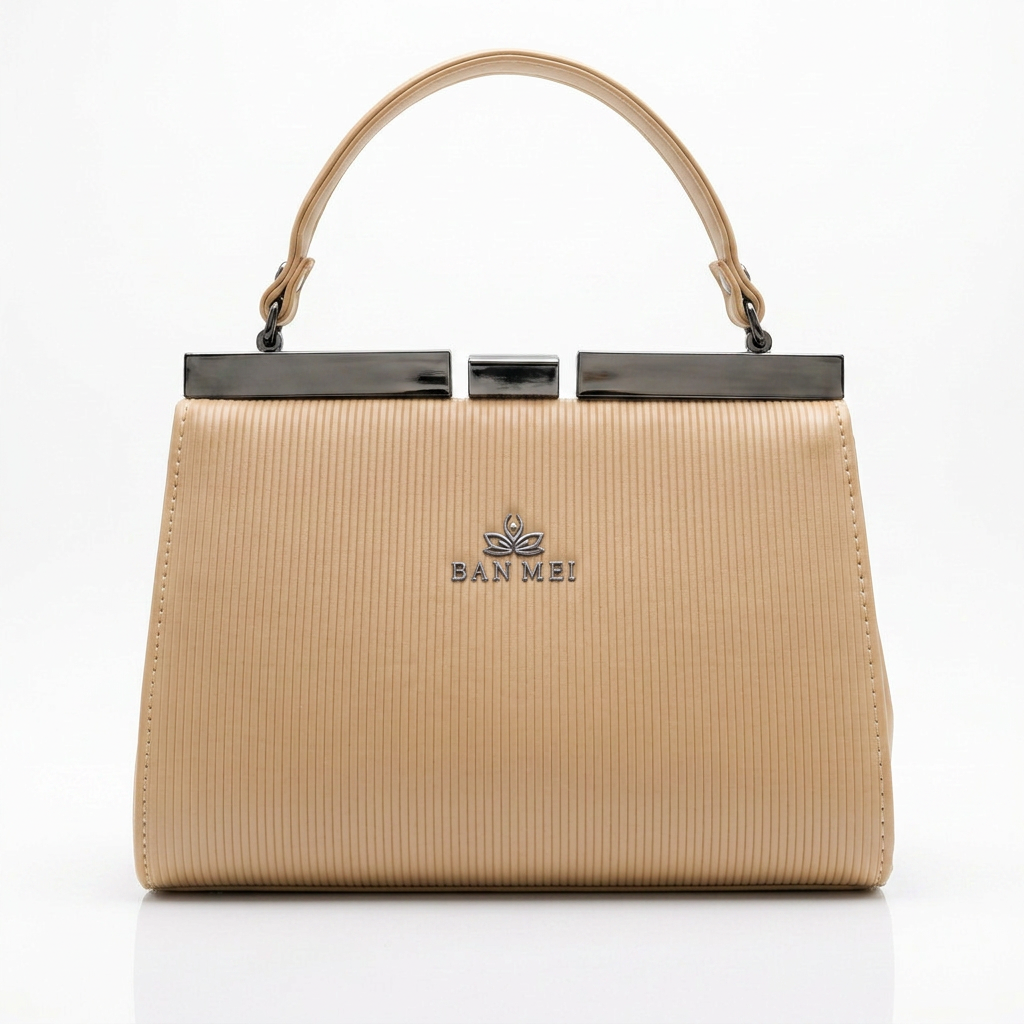 Ban Mei Frame Handbag in Beige — front view