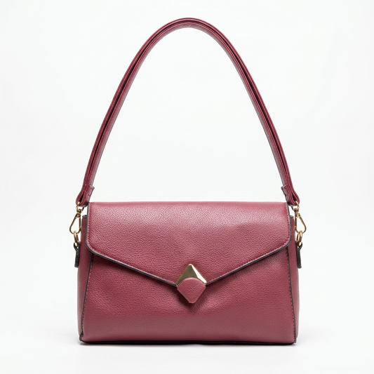 Envelope Flap Crossbody Bag in Burgundy — front view