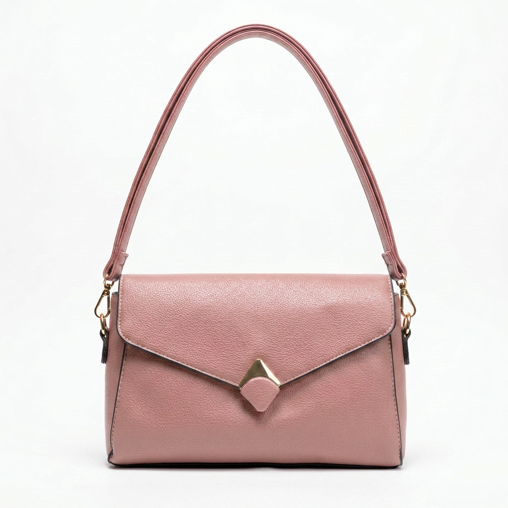 Envelope Flap Crossbody Bag in Dusty Pink — front view