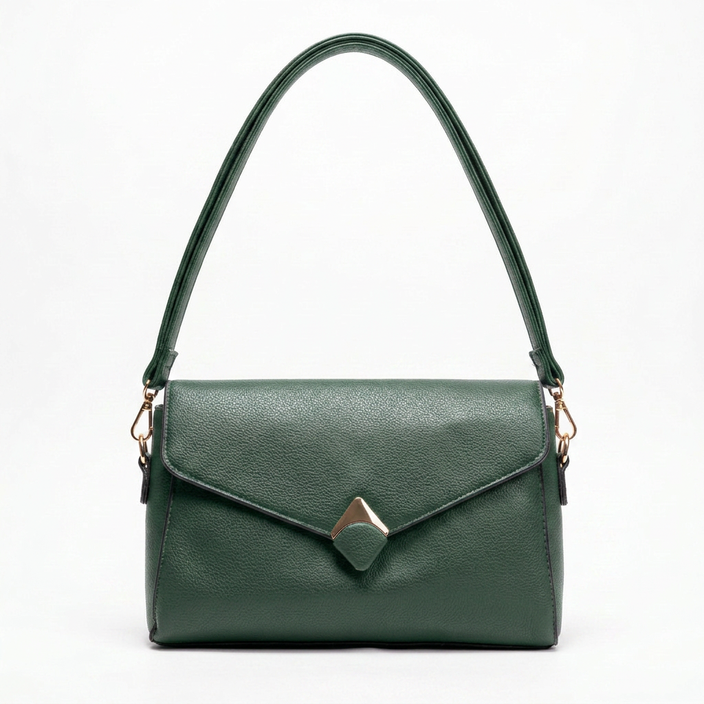 Envelope Flap Crossbody Bag in Forest Green — front view