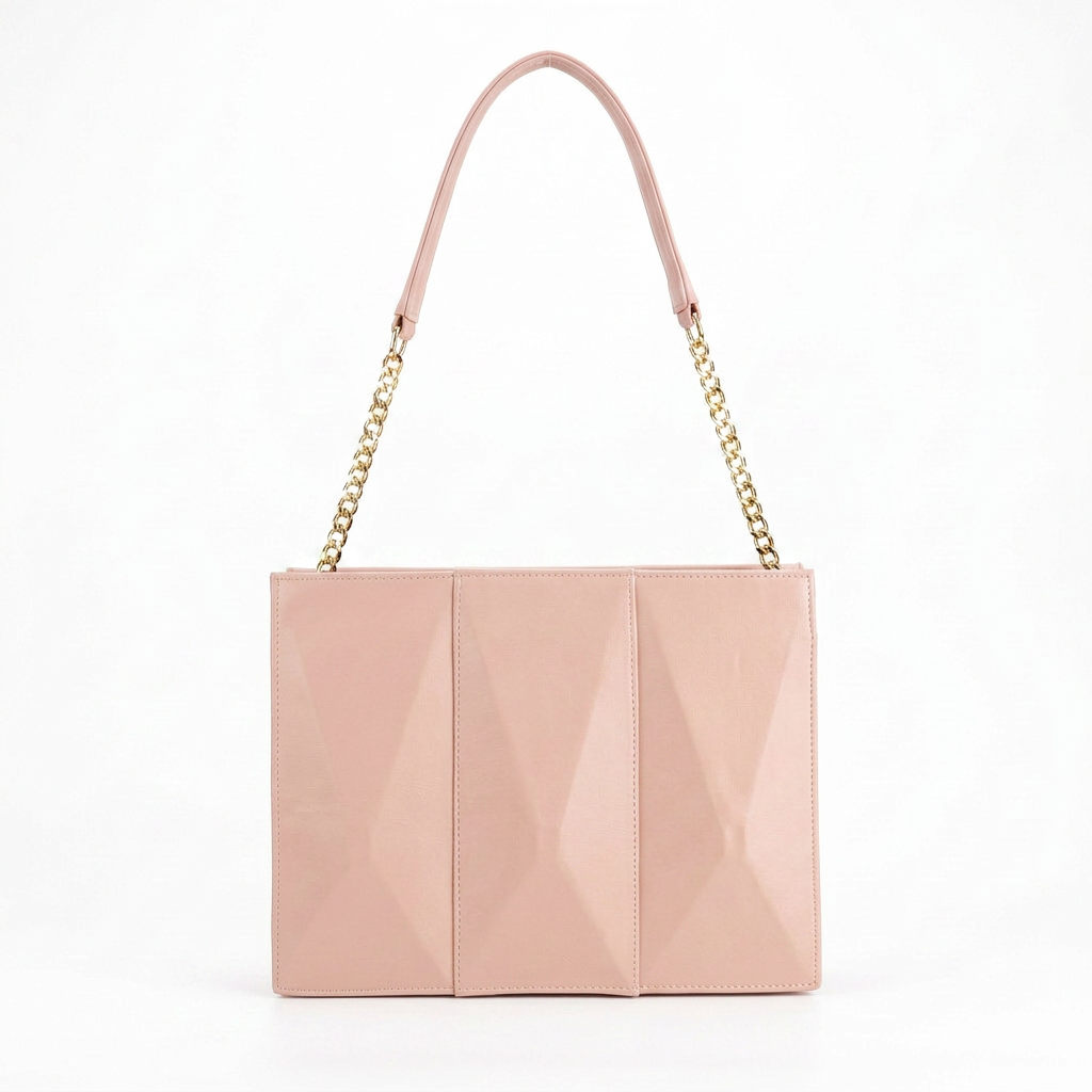 Geometric Panel Tote Bag in Pink — front view