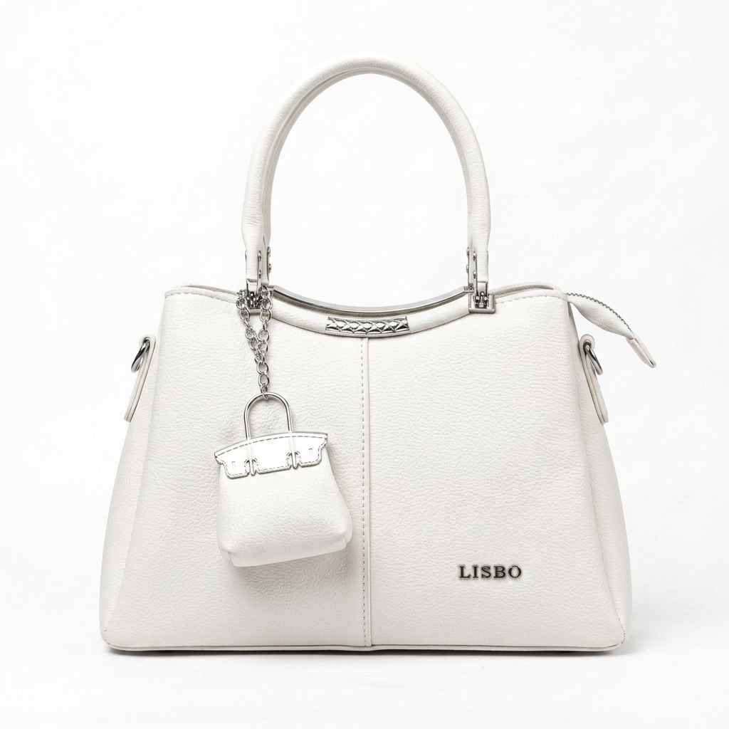 Lisbo Loop Tote Bag in White — front view