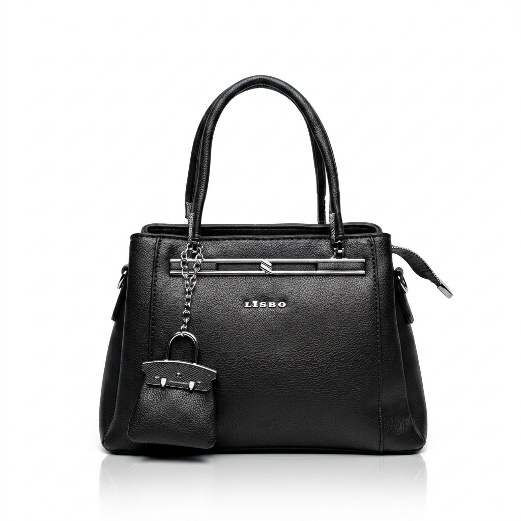 Lisbo Structured Tote Bag in Black — front view