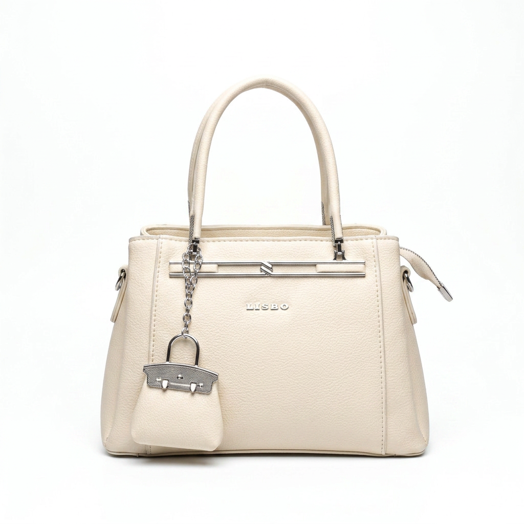 Lisbo Structured Tote Bag in Cream — front view