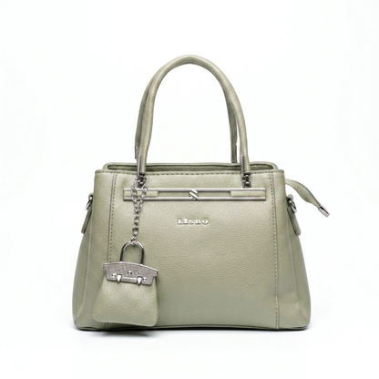 Lisbo Structured Tote Bag in Sage Green — front view