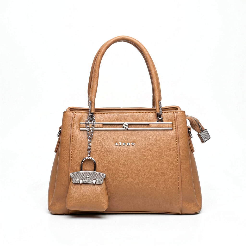 Lisbo Structured Tote Bag in Tan — front view