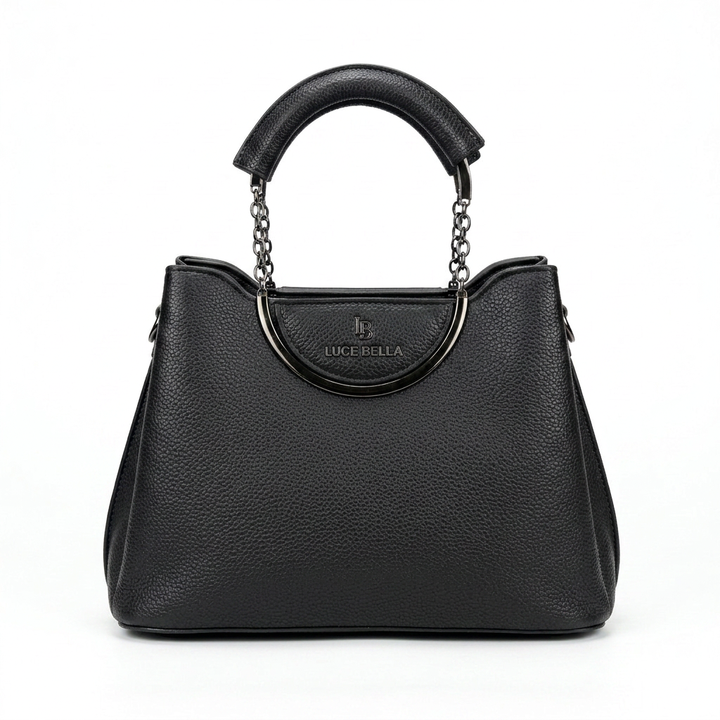 Lucebella Chain-Handle Tote Bag in Black — front view