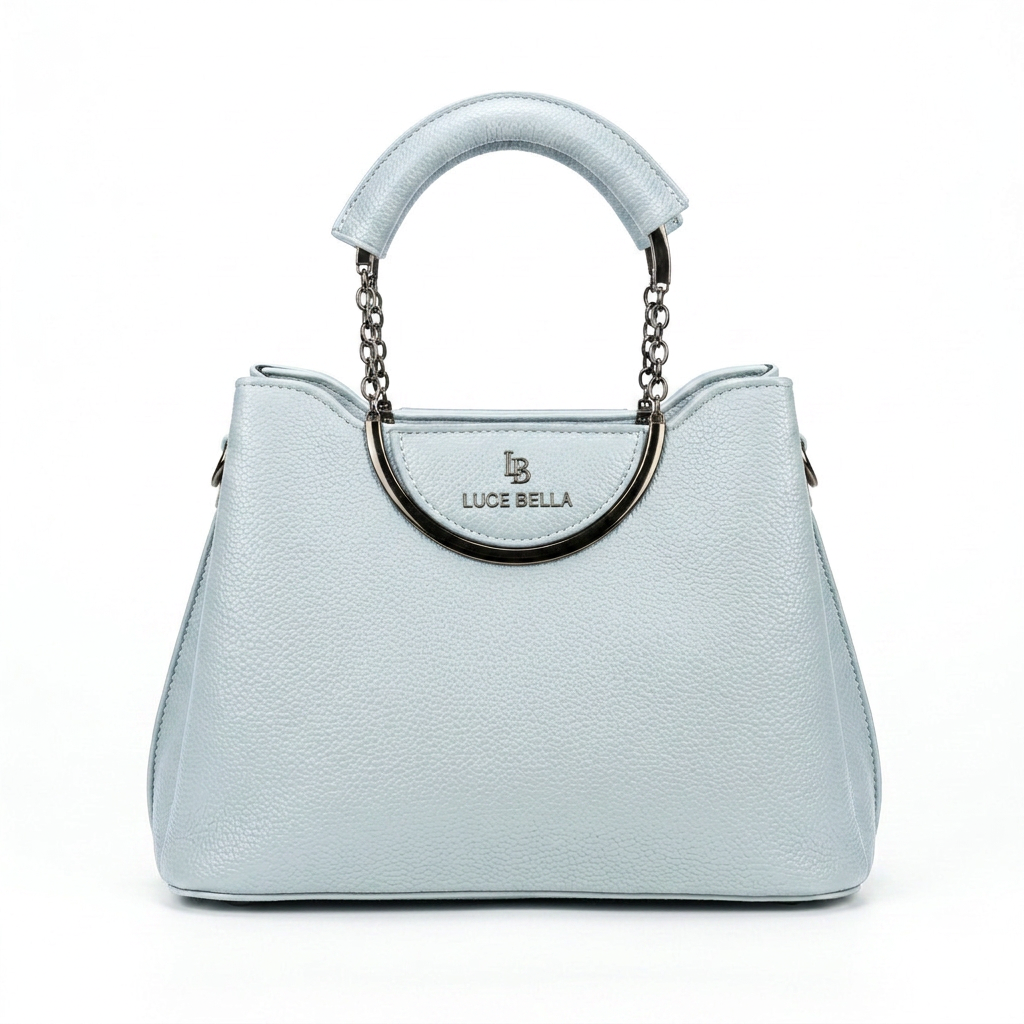Lucebella Chain-Handle Tote Bag in Light Blue — front view