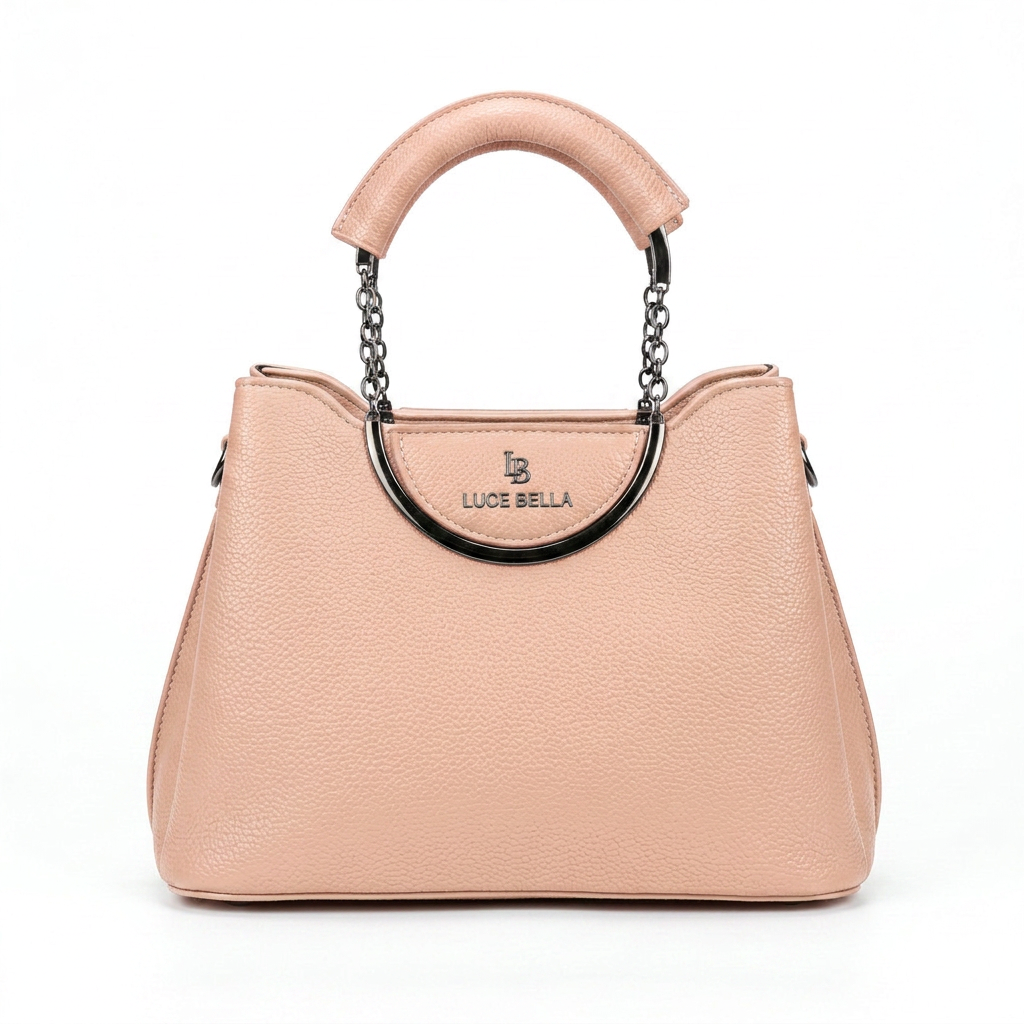 Lucebella Chain-Handle Tote Bag in Peach — front view