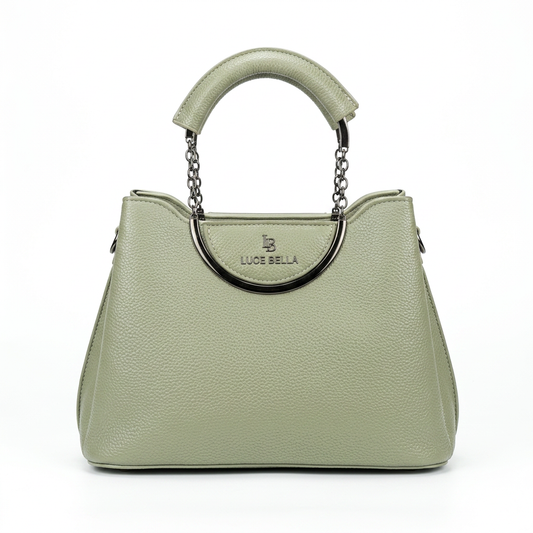 Lucebella Chain-Handle Tote Bag in Sage Green — front view