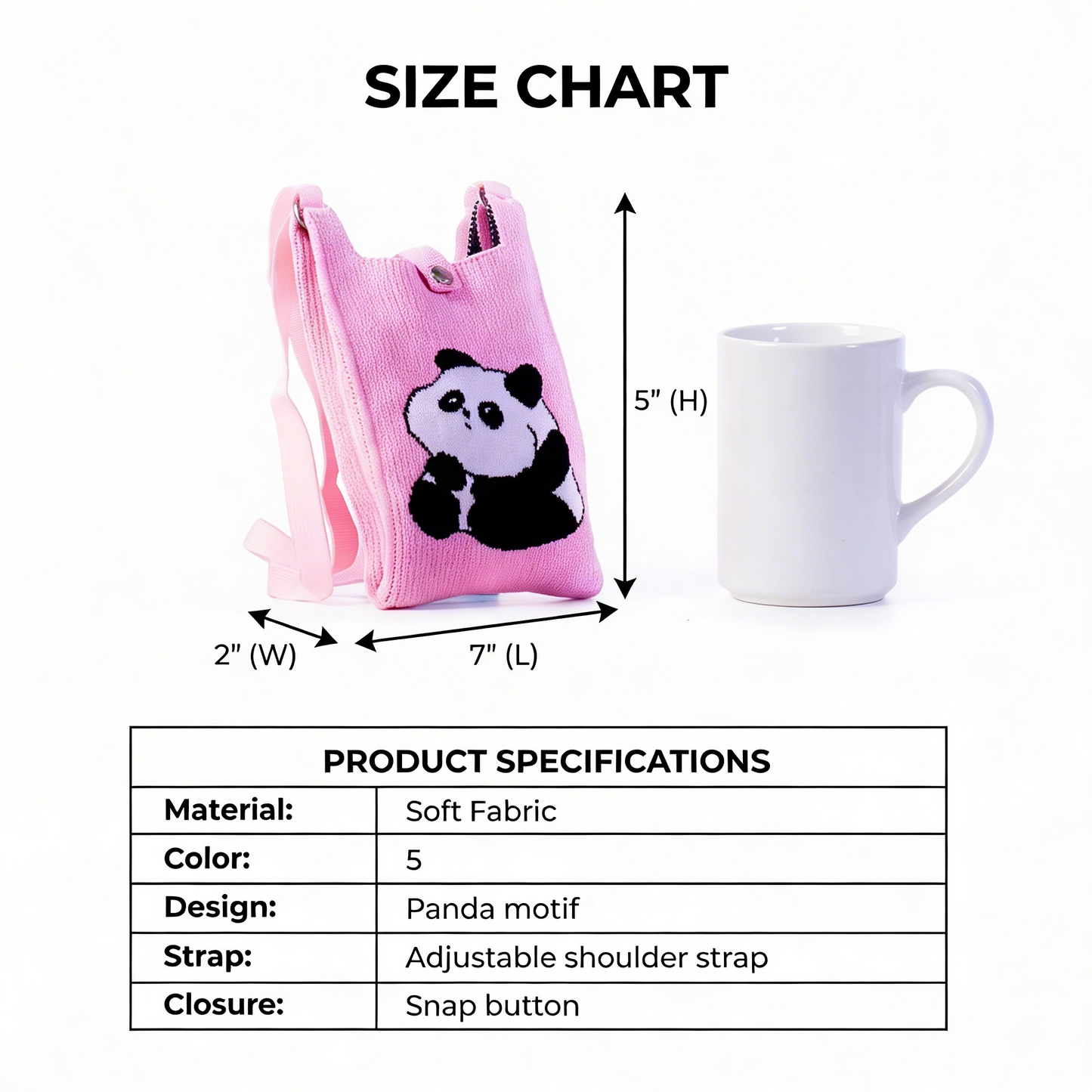 Meenu Pink Panda Crossbody Pouch
