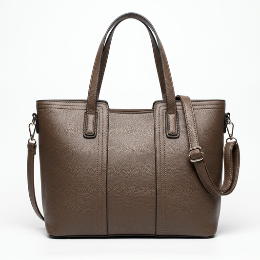 Pebbled Everyday Tote Bag in Brown — front view